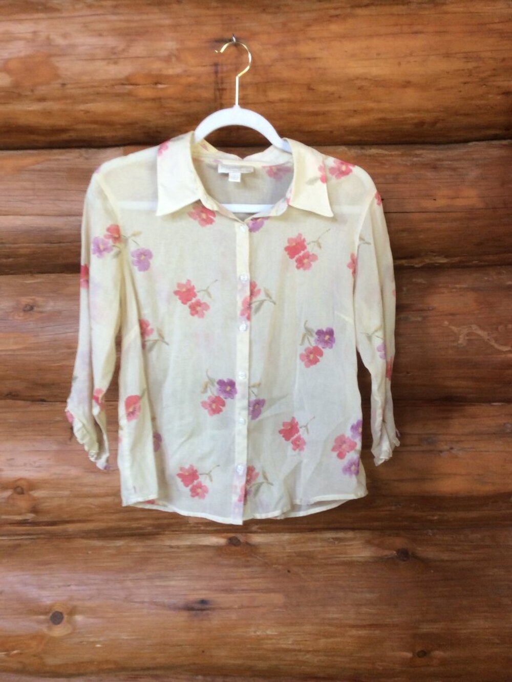 Vintage Portraits by Northern Isles Floral Semi Sheer Cottagecore Top Size M
